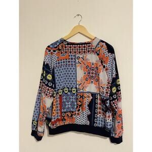 Women's Patchwork Bobo Style Look Long Sleeve Size XXL Blouse